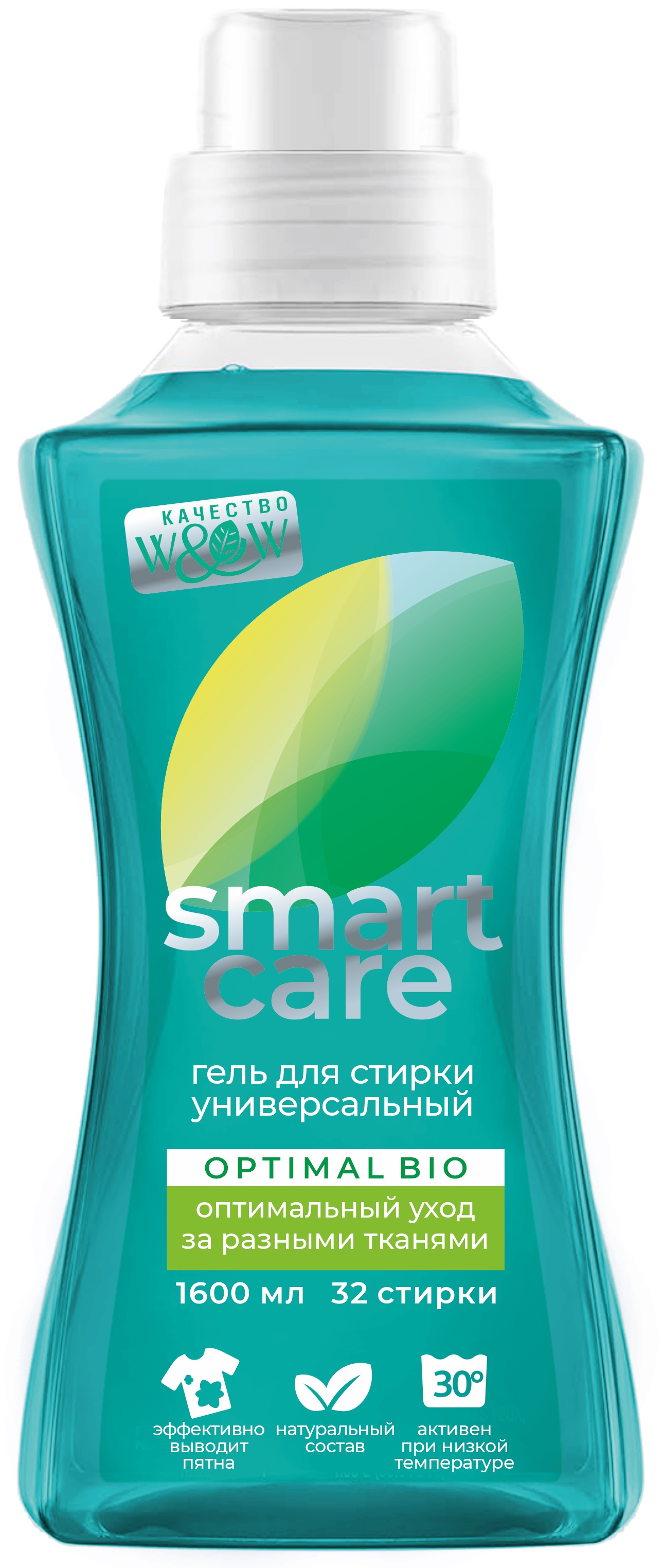 гель для стирки универсальный w&w smart care optimal bio 1,6л 