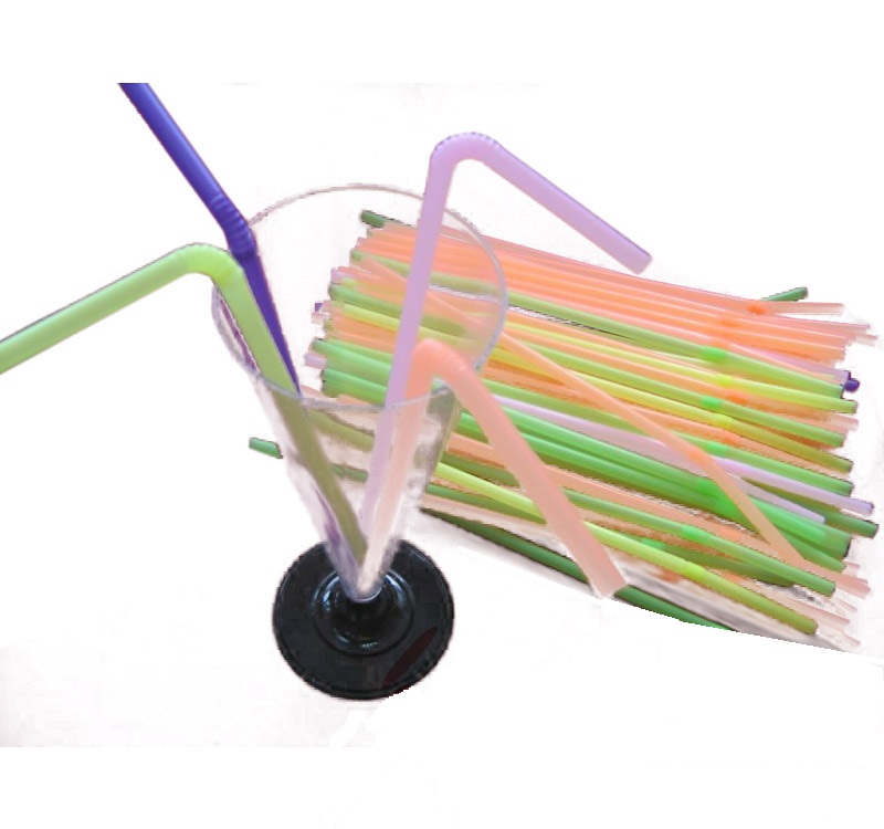 трубочки для коктейля d-5мм, h-240мм (1000шт) цветные (неон) с гофрой