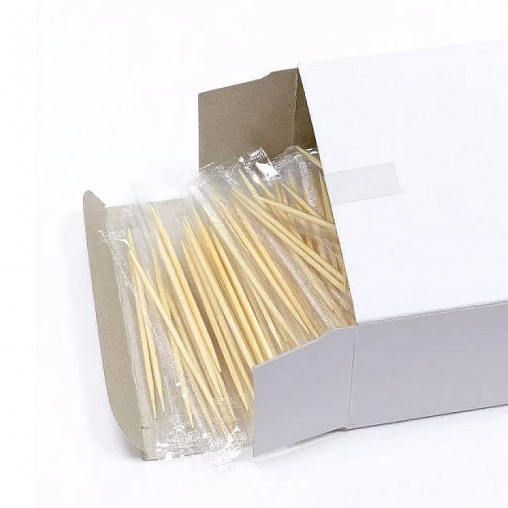 зубочистки деревянные в индивидуальной полиэтиленовой упаковке (1000 шт)