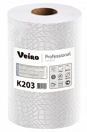 полотенца бумажные рулон 2-слойные, veiro comfort, (2шт) белый (150м) 