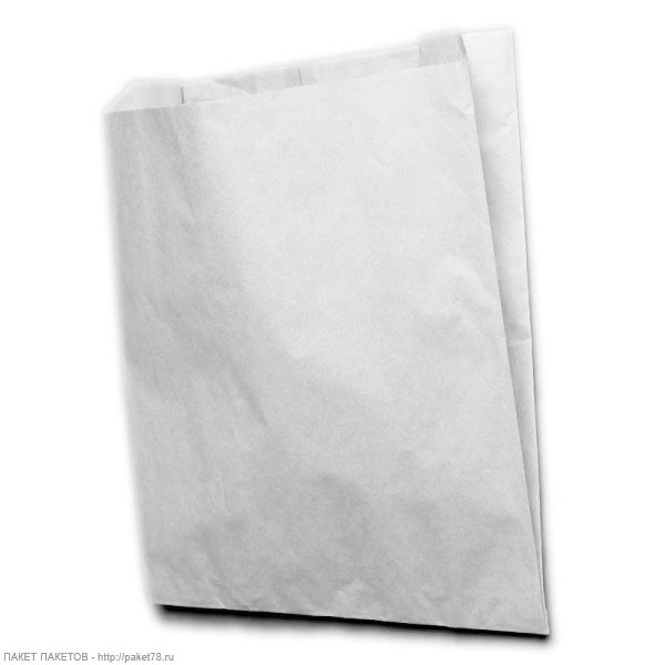 пакет бумажный 140х60х250мм, белый, v-образное дно, 40гр/100шт/