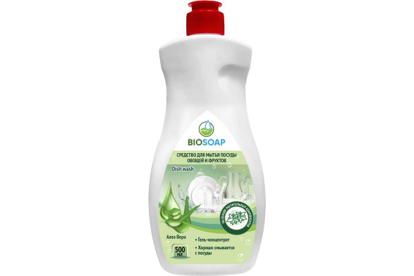 biosoap средство для мытья посуды, овощей и фруктов алоэ вера dish wash (500 мл.)