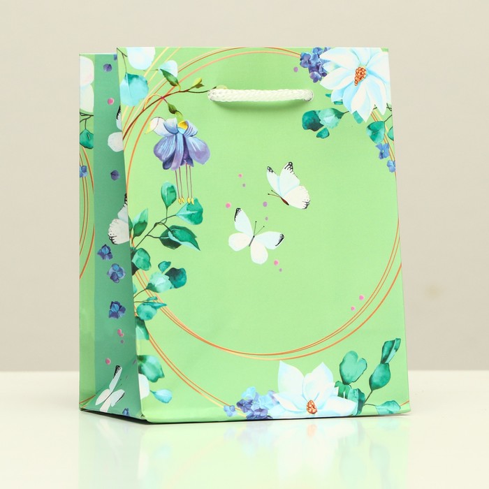пакет ламинированный «композиция с бабочками», 11,5х14,5х6,5см
